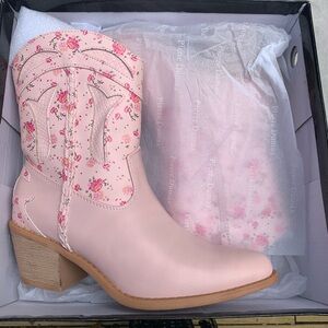 Pierre Dumas Floral Pink Heeled Boots